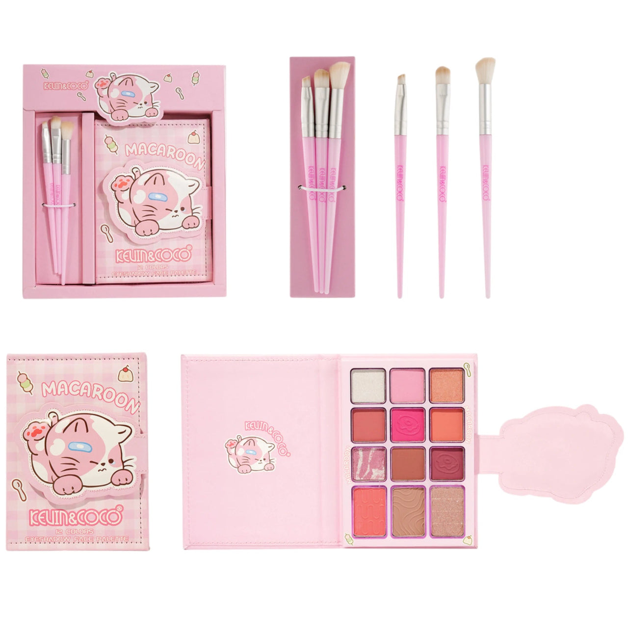 Kevin Coco Macaroon Eyeshadow Palette with Brushes